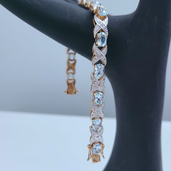 Genuine Swiss Blue Topaz Infinity Bracelet - Picture 8 of 11